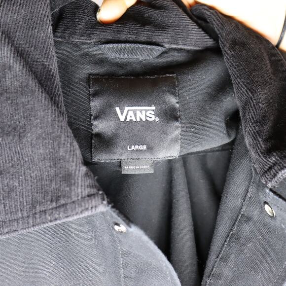 Vans Black Canvas Workwear Jacket Corduroy Collar Size Large - Picture 3 of 4